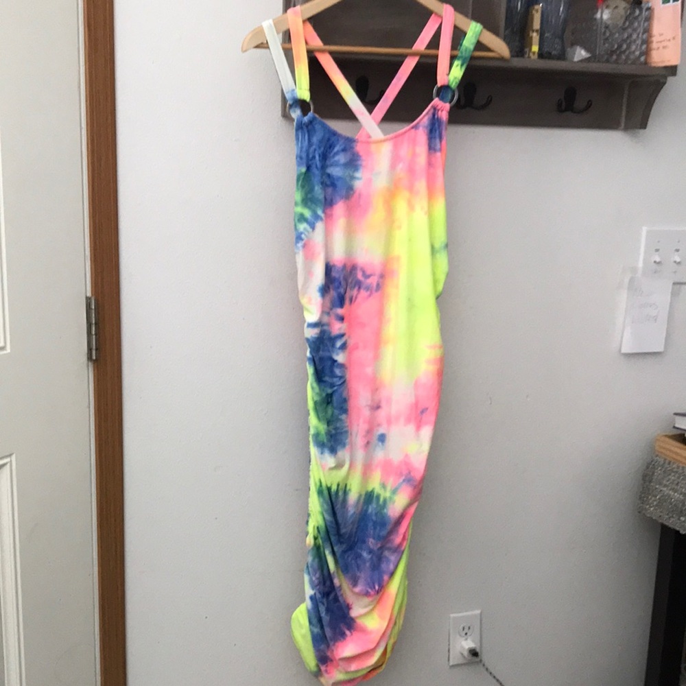Derek Heart plus swim cover up size 1X blue, pink, yellow